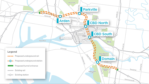 Melbourne Metro Project Map. Image Source: Melbourne Metro Rail Authority.