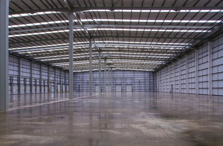 Polished concrete warehouse floor